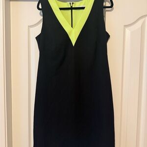 Calvin Klein Black and Neon Green Mini Dress